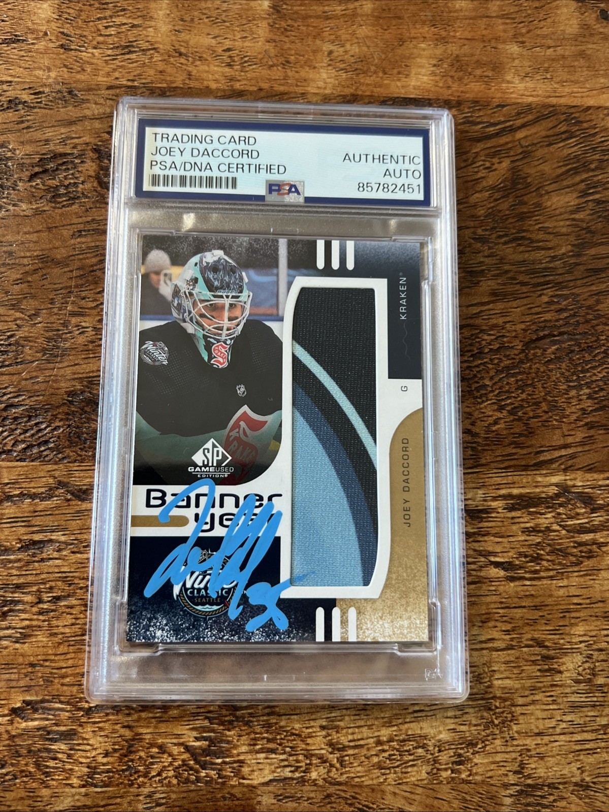 Joey Daccord IP Signed SP Game Used Card Psa Dna Coa Slab Kraken Autographed