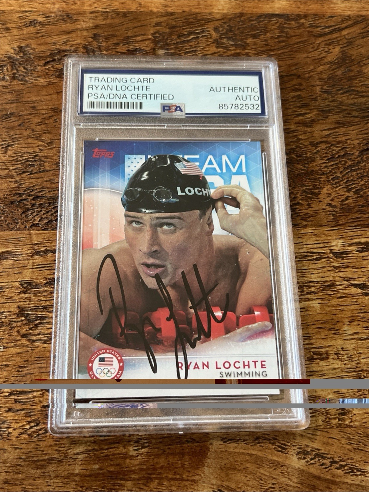 Ryan Lochte IP Signed Topps Card Psa Dna Slab Autographed USA Swimming