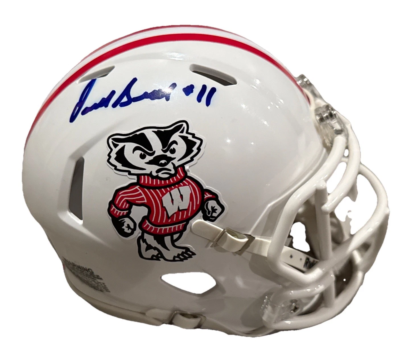 DARRELL BEVELL signed (WISCONSIN BADGERS) mini football helmet BECKETT BW07952