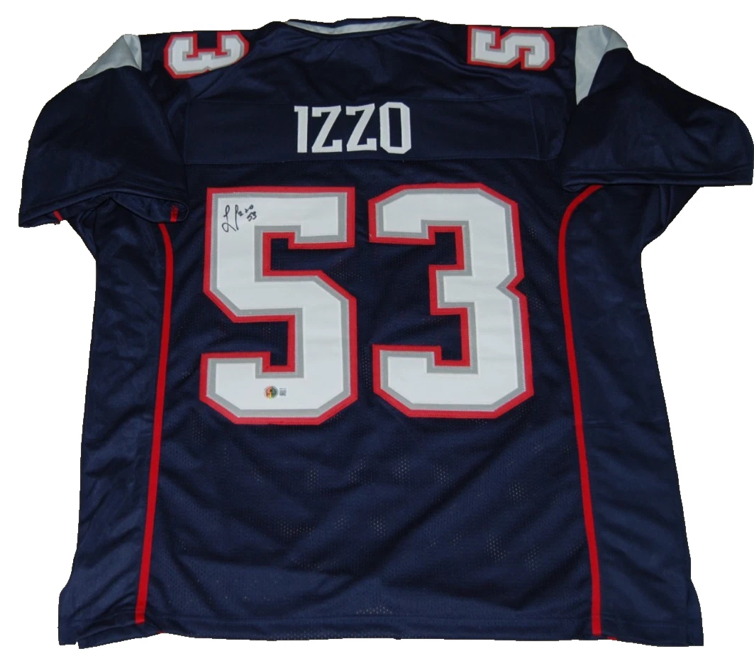 LARRY IZZO signed (NEW ENGLAND PATRIOTS) custom football jersey BECKETT BW61034