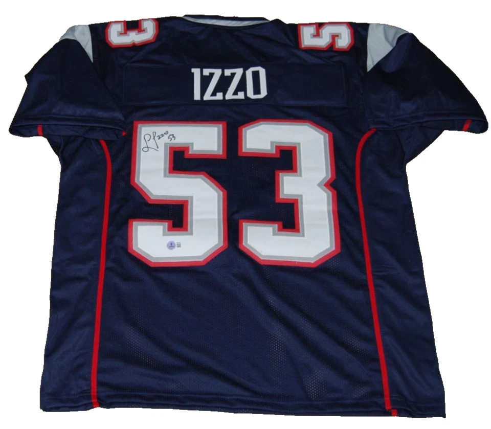 LARRY IZZO signed (NEW ENGLAND PATRIOTS) custom football jersey BECKETT BW61033