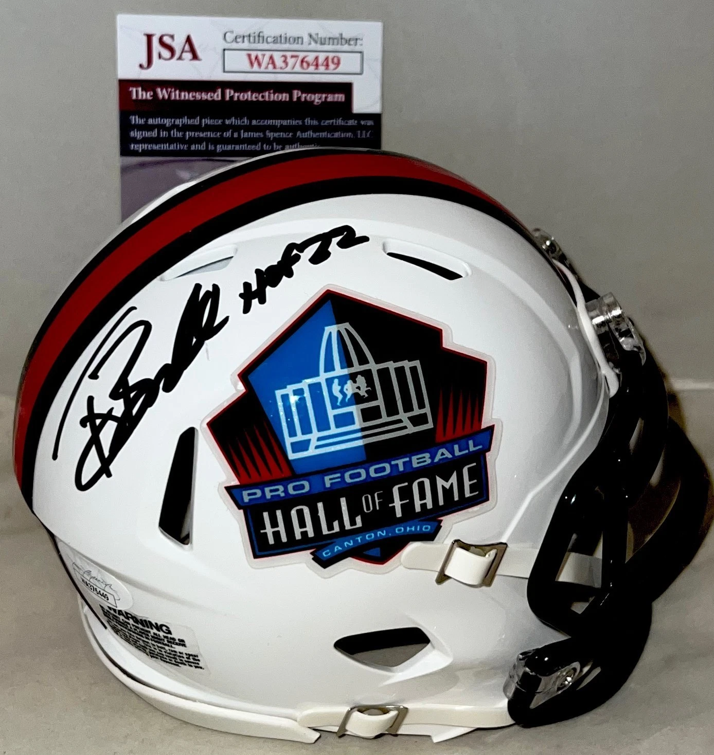 Tony Boselli Jaguars signed Hall of Fame mini helmet W HOF Inscrip JSA Witnessed