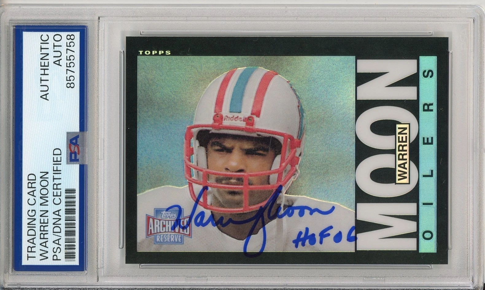 2001 TOPPS ARCHIVES RESERVE 1985 TOPPS WARREN MOON SIGNED PSA DNA COA AUTOGRAPH