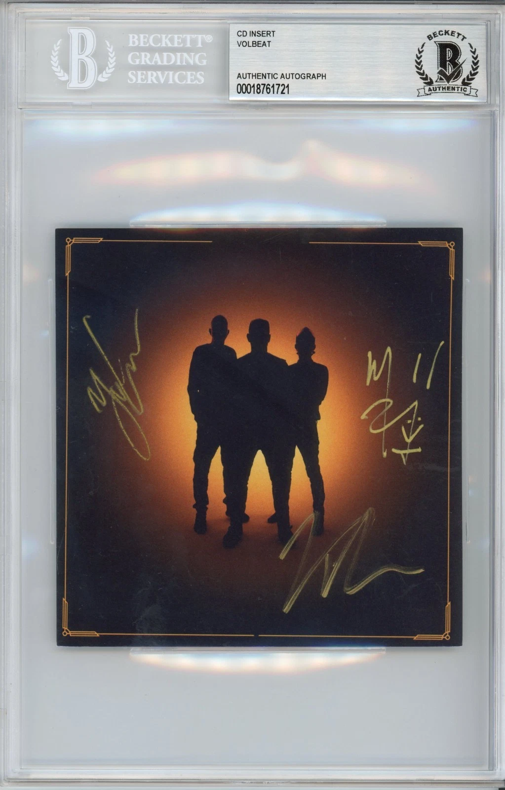 BAND SIGNED AUTOGRAPH VOLBEAT God Of Angels Trust Cover Art Card BAS Beckett COA