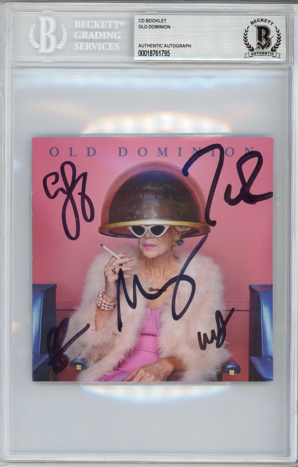 FULL BAND SIGNED Old Dominion AUTOGRAPH Barbara CD Cover Booklet BAS Beckett COA