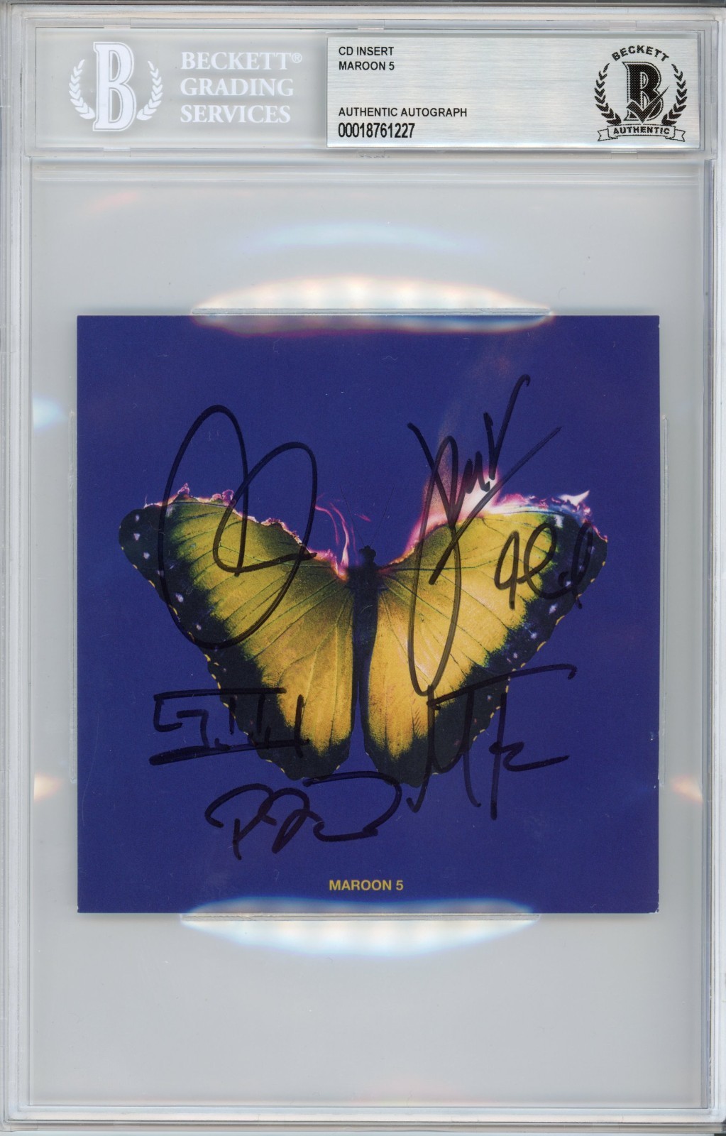 BAND SIGNED Maroon 5 Five Love Is Like CD Insert Art Card Beckett BAS COA Auto