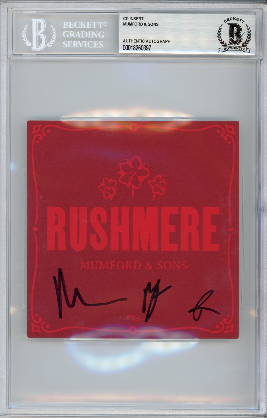 Mumford and Sons Rushmere SIGNED Album CD Art Card BAS Beckett COA Autograph