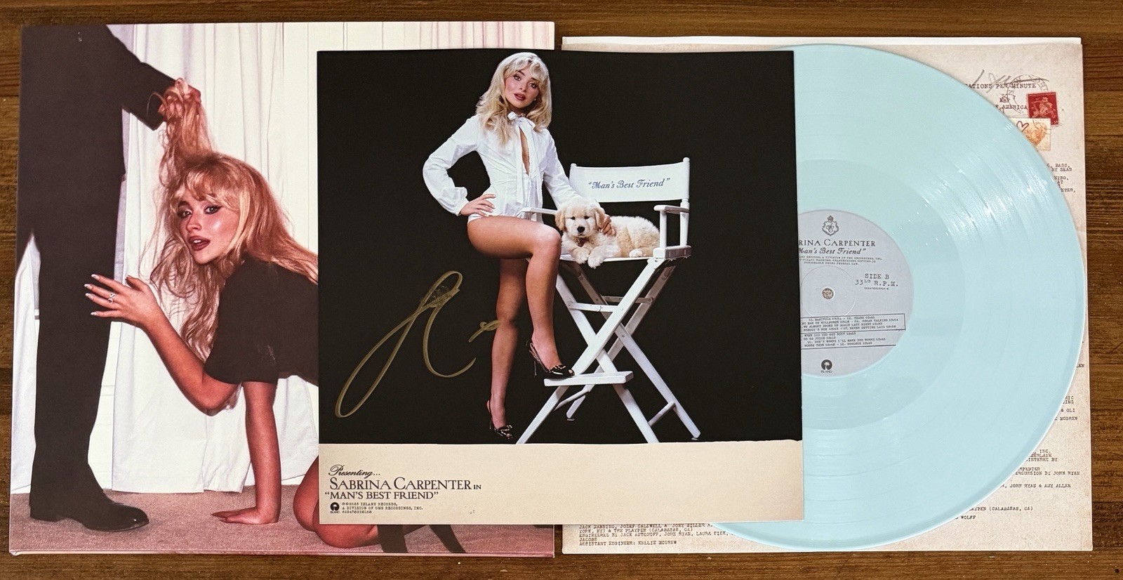 SIGNED Sabrina Carpenter Mans Best Friend Picture & Blue Vinyl PSA DNA COA Auto