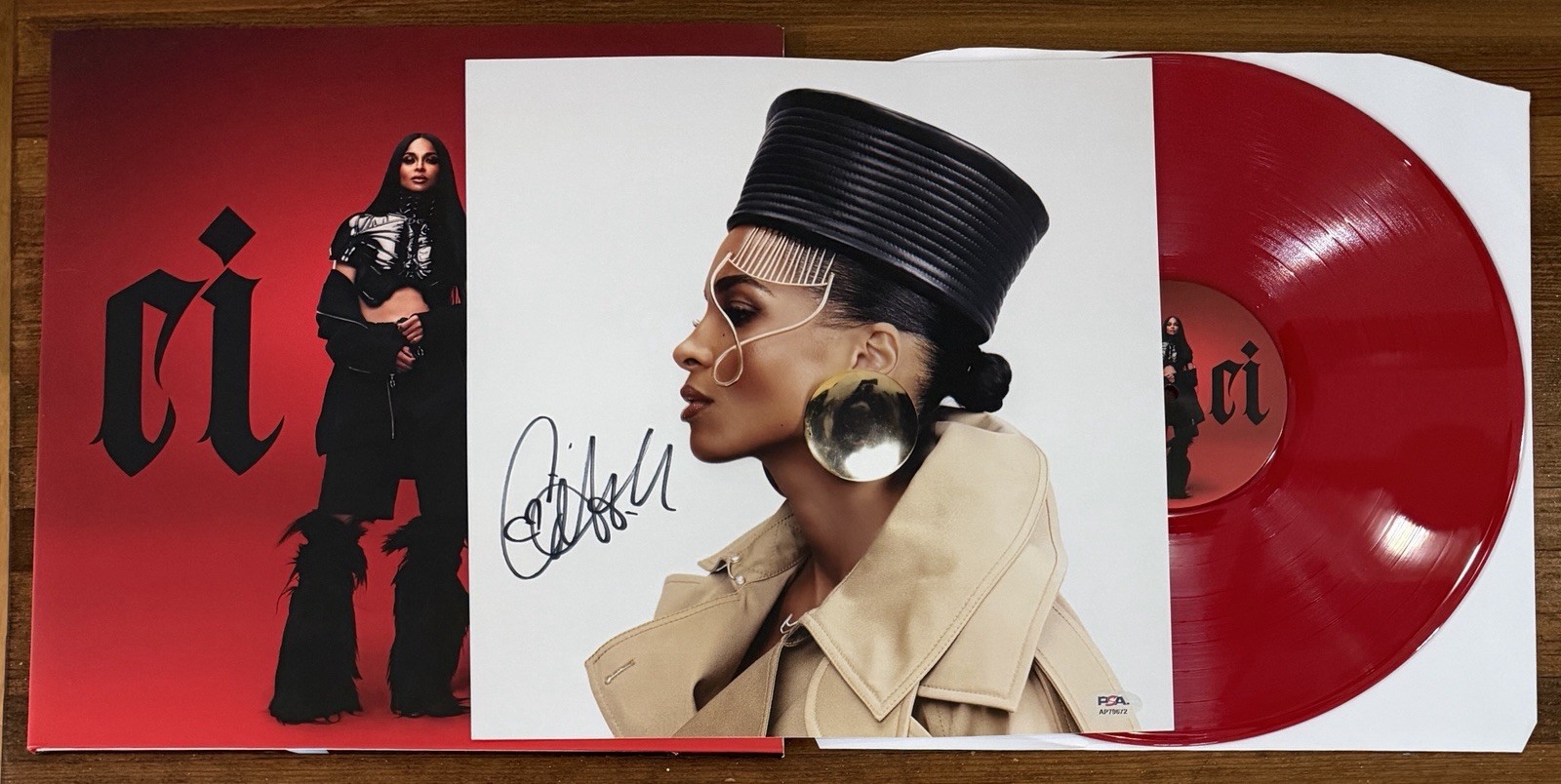 SIGNED Ciara Album Art Photograph Card Autograph & Cici RED Vinyl LP PSA DNA COA