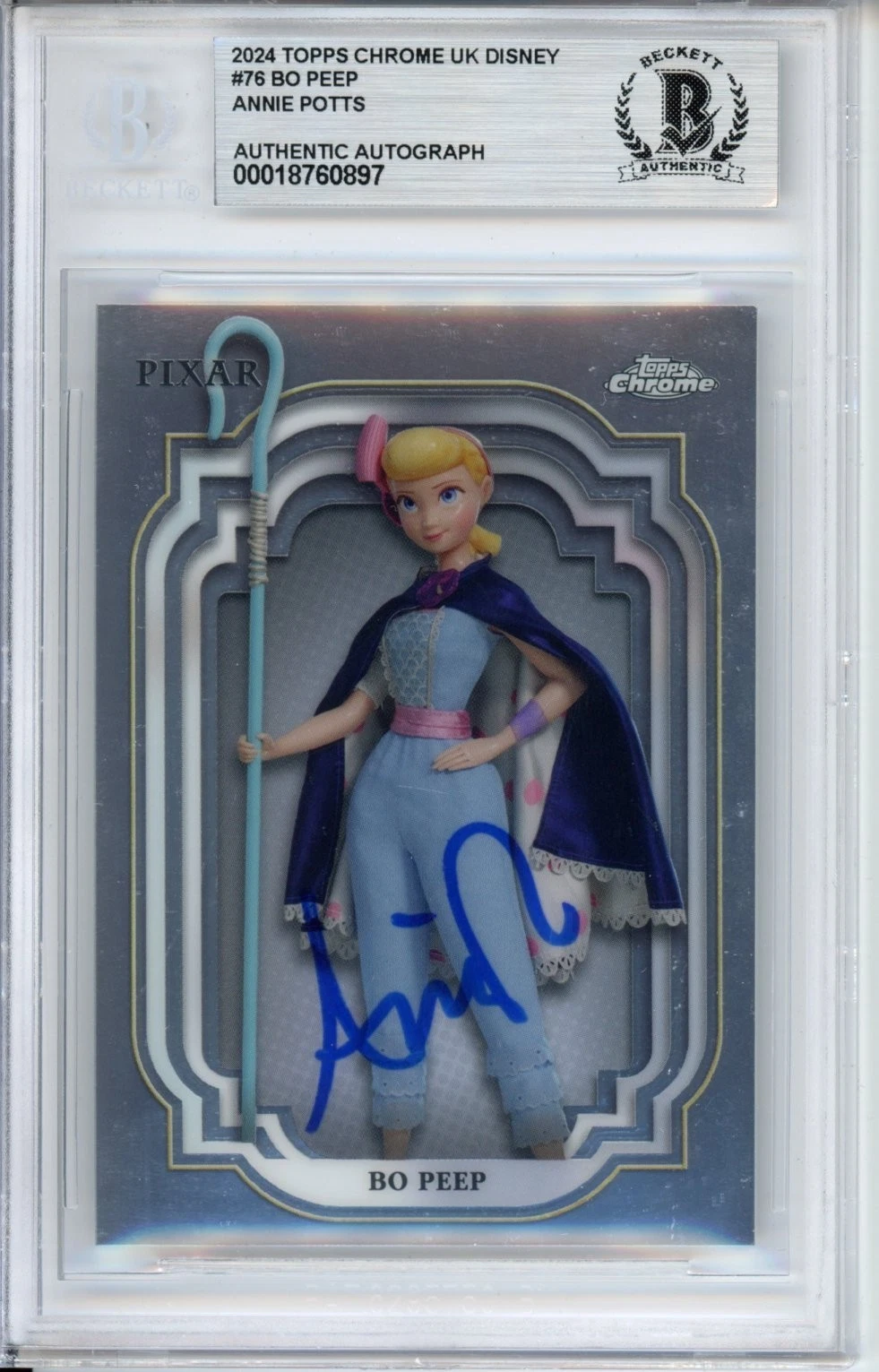 2024 TOPPS CHROME DISNEY TOY STORY SIGNED BO PEEP ANNIE POTTS BAS COA AUTOGRAPH