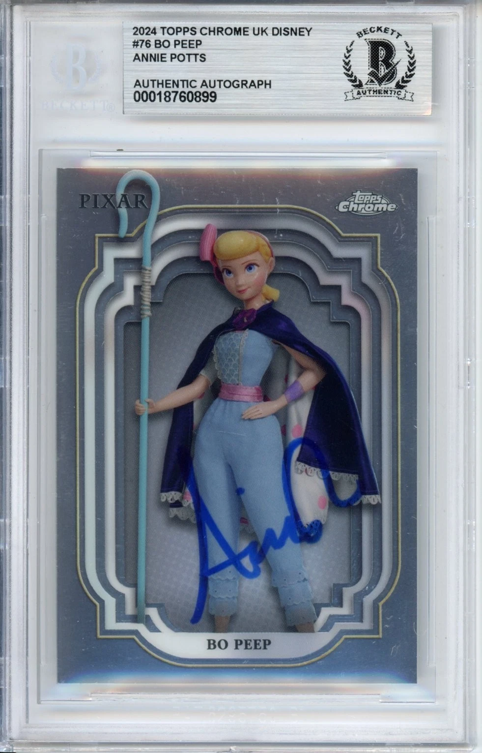 2024 TOPPS CHROME DISNEY TOY STORY SIGNED BO PEEP ANNIE POTTS BAS BECKETT COA