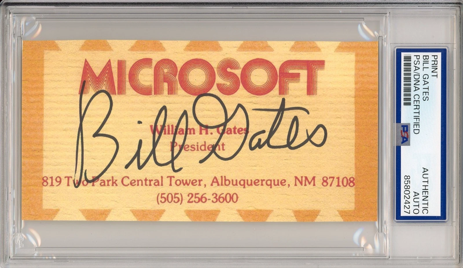 Bill Gates SIGNED Microsoft Business Card Print PSA DNA COA Authentic AUTOGRAPH
