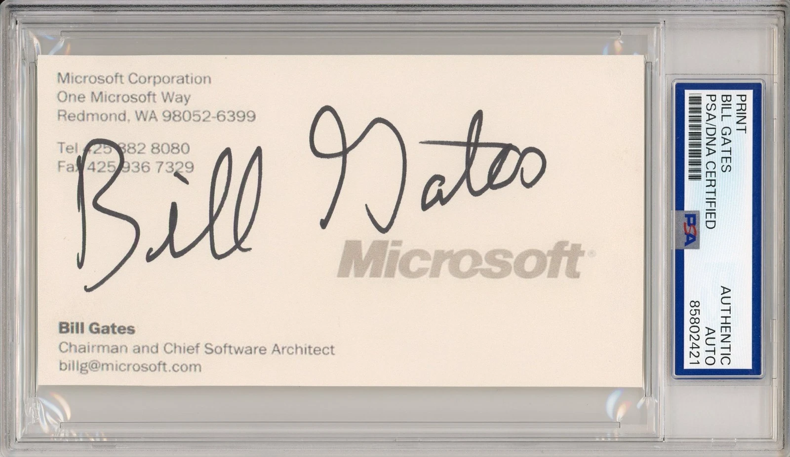Bill Gates SIGNED Microsoft Chairman Business Card Picture PSA DNA COA AUTOGRAPH