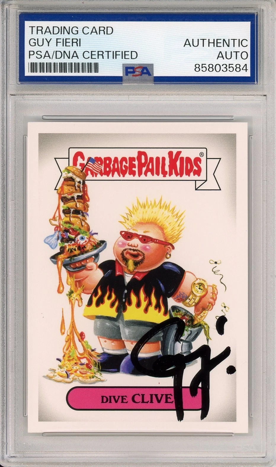 2016 Topps Garbage Pail Kids GPK Dive Clive Guy Fieri SIGNED PSA DNA Autograph