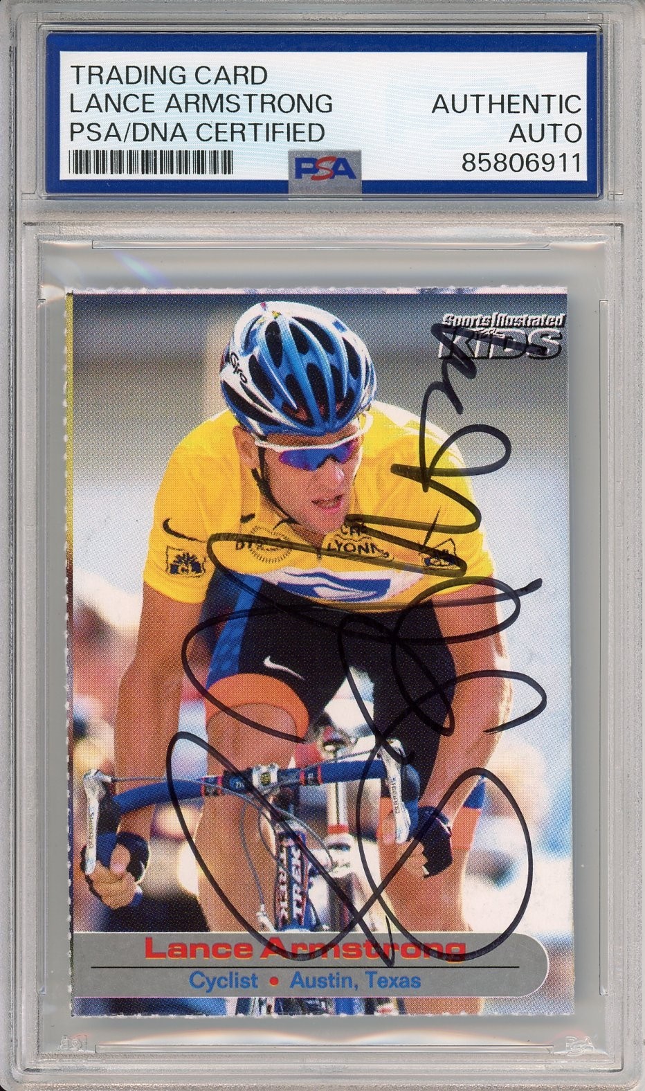 2001 SPORTS SI FOR KIDS LANCE ARMSTRONG SIGNED AUTO PSA DNA COA TOUR DE FRANCE