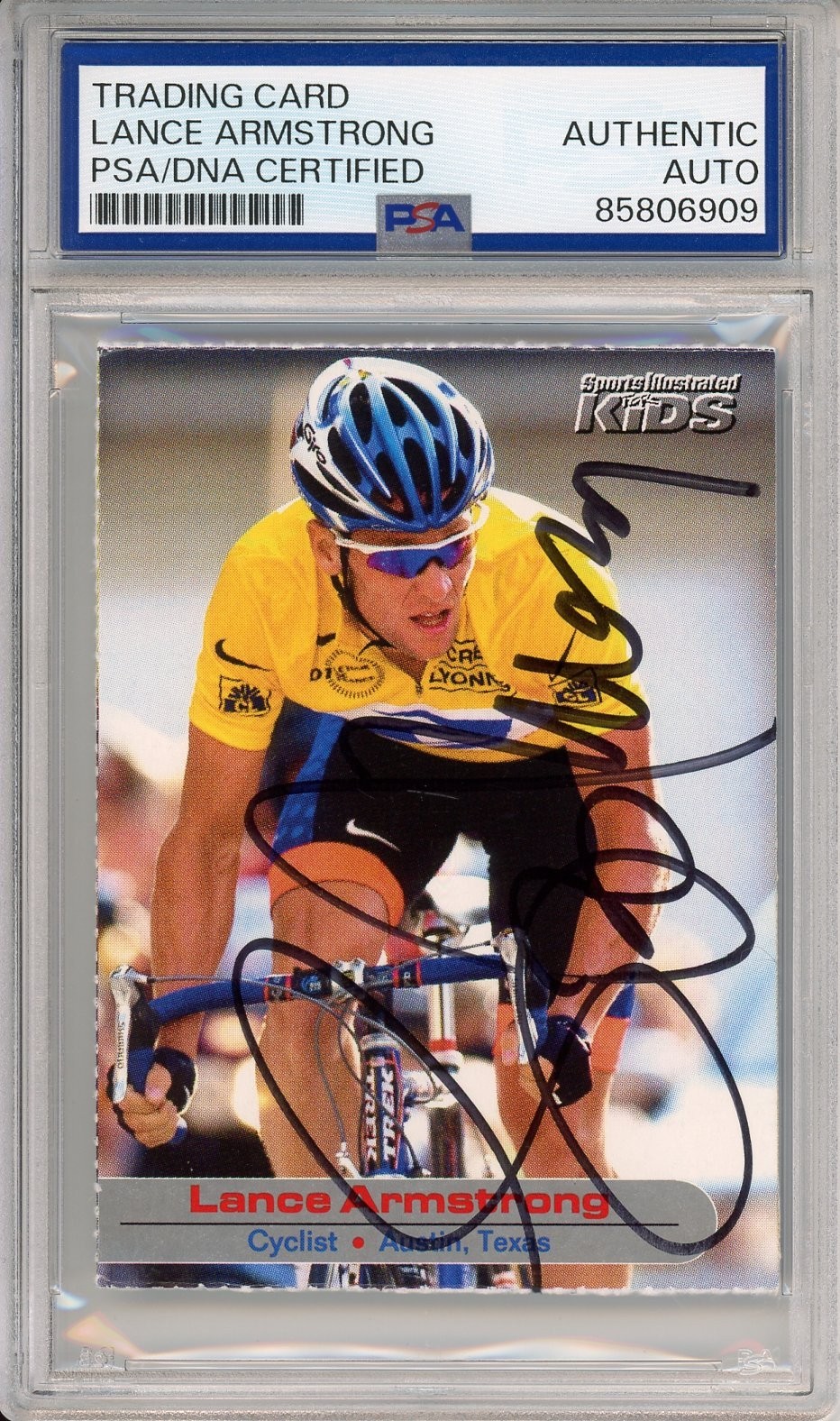 2001 SI FOR KIDS LANCE ARMSTRONG SIGNED AUTOGRAPH PSA DNA COA TOUR DE FRANCE