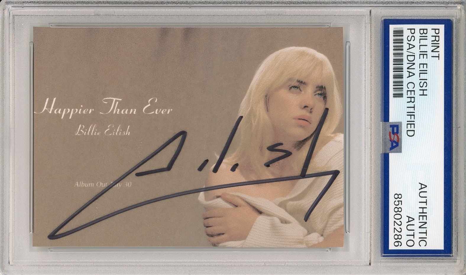 BILLIE EILISH SIGNED HAPPIER THAN EVER PICTURE OLD STYLE AUTOGRAPH PSA DNA COA