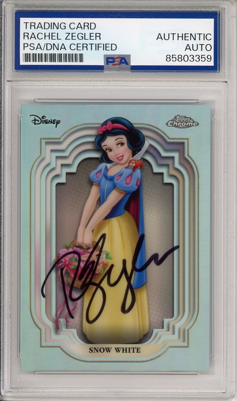 2024 DISNEY TOPPS CHROME REFRACTOR SNOW WHITE SIGNED RACHEL ZEGLER PSA DNA COA