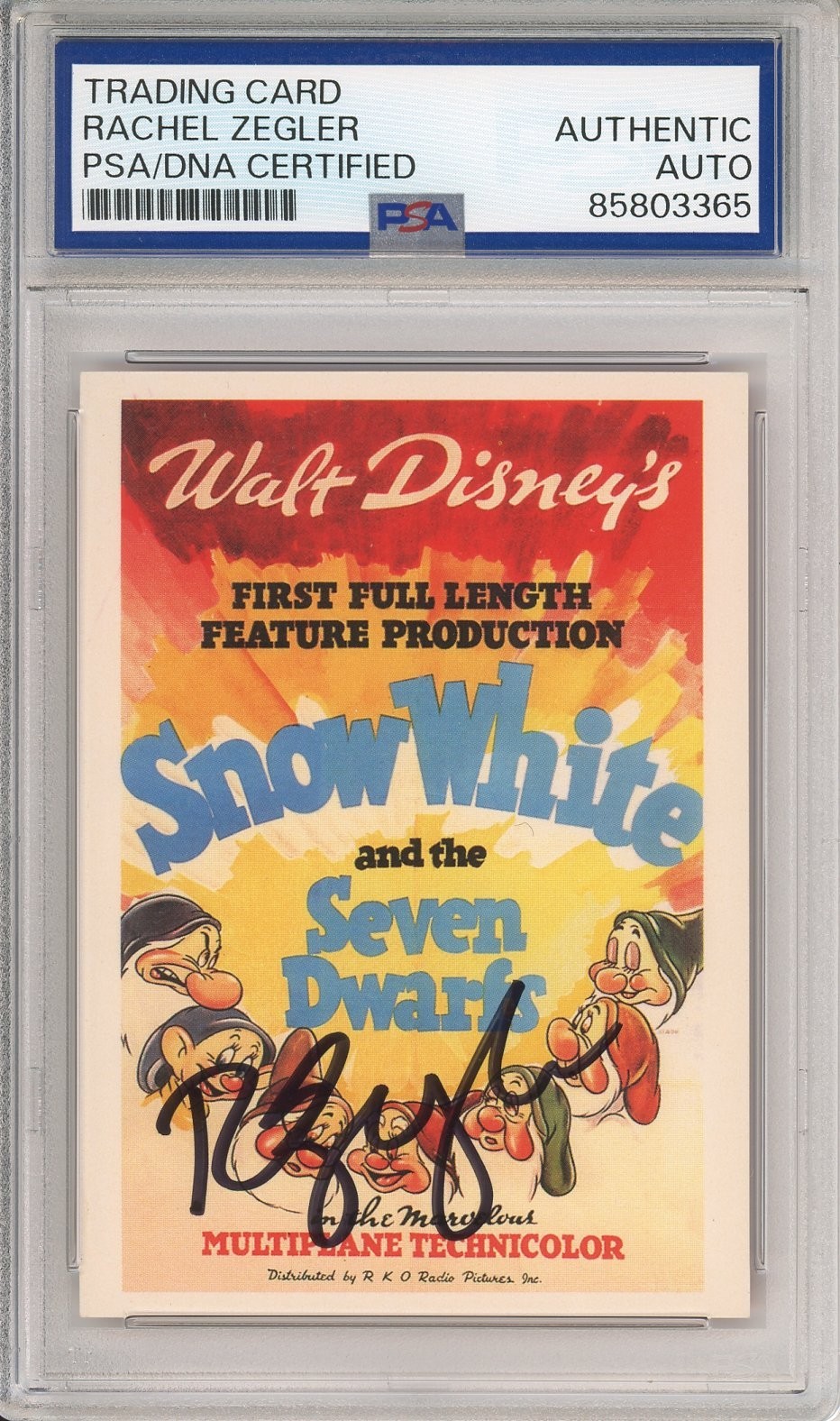 1994 SKYBOX DISNEY SNOW WHITE MOVIE POSTER CARD SIGNED RACHEL ZEGLER PSA DNA COA