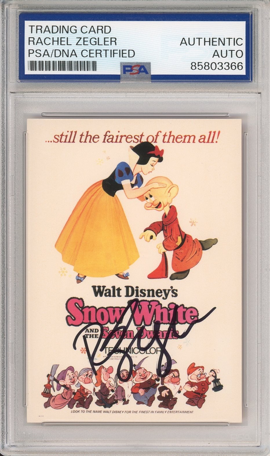 1994 SKYBOX DISNEY SNOW WHITE OLD MOVIE POSTER SIGNED RACHEL ZEGLER PSA DNA COA