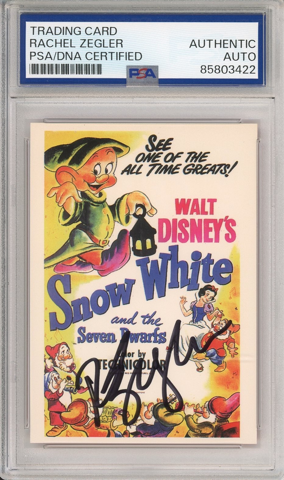 1994 SKYBOX DISNEY SNOW WHITE VINTAGE MOVIE POSTER SIGNED RACHEL ZEGLER PSA DNA