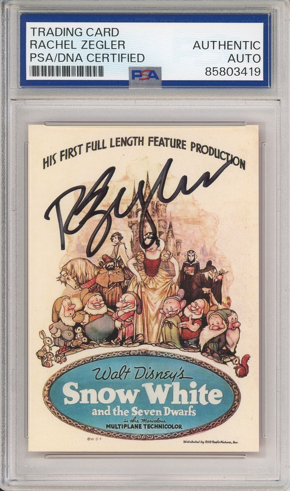 1994 SKYBOX DISNEY SNOW WHITE VINTAGE POSTER CARD SIGNED RACHEL ZEGLER PSA DNA