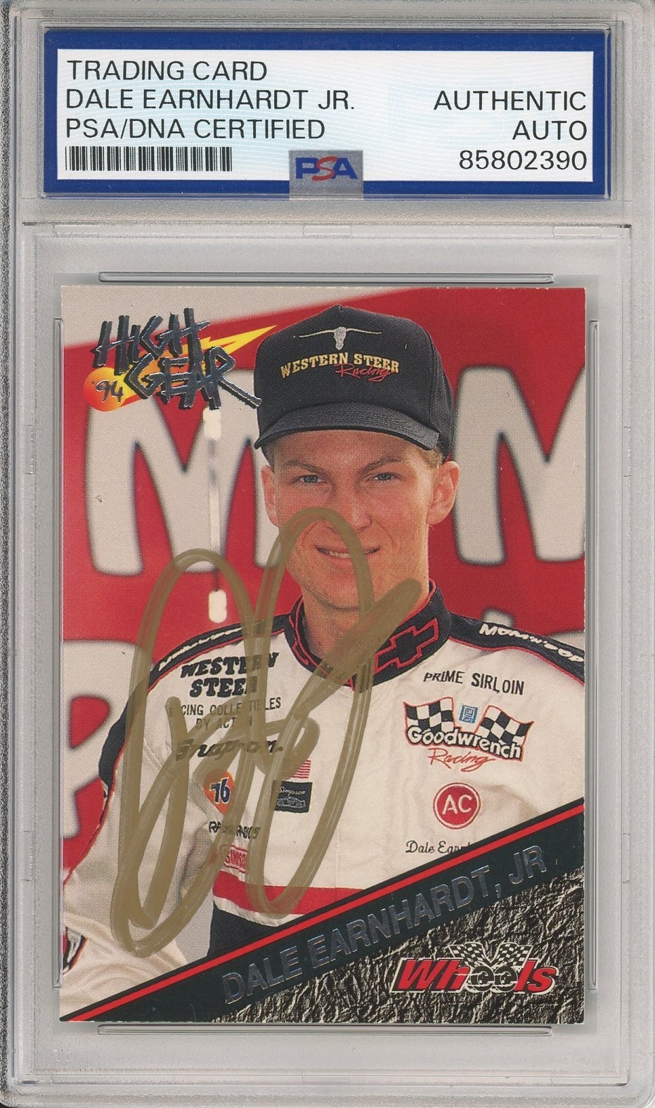 1994 WHEELS HIGH GEAR DALE EARNHARDT JR SIGNED ROOKIE CARD PSA DNA COA AUTOGRAPH