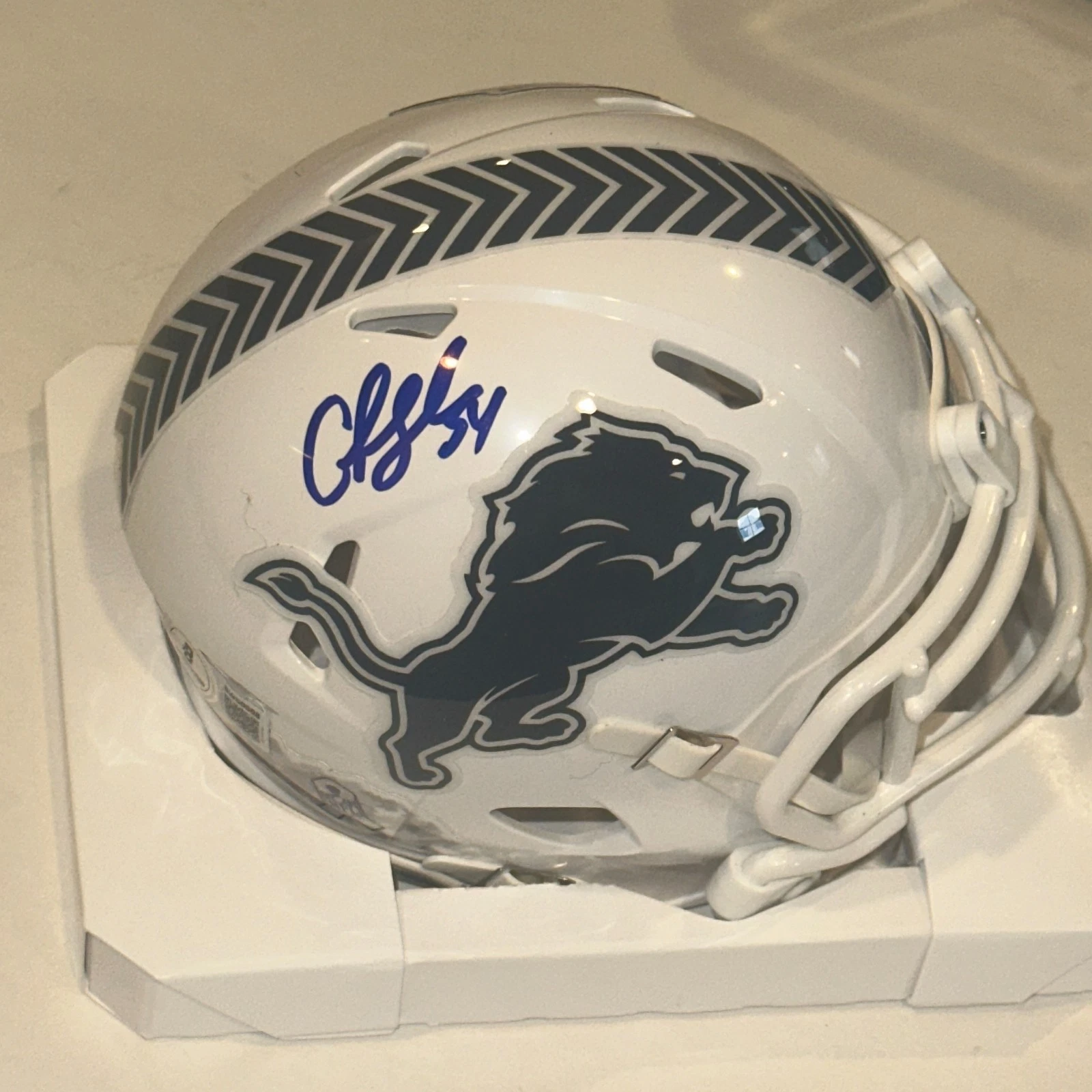 CHRIS SPIELMAN Signed Detroit LIONS SALUTE Mini-helmet Beckett (BAS)
