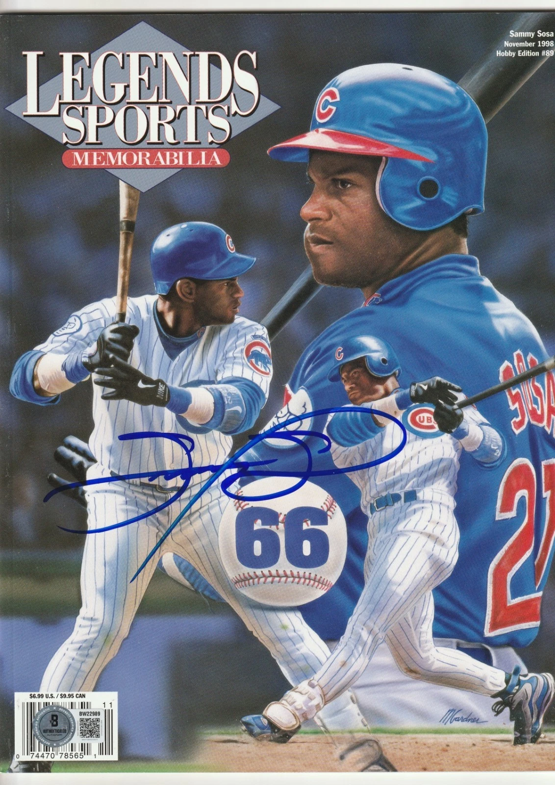 SAMMY SOSA Signed Nov 1998 LEGENDS Magazine (NO Label) Beckett BAS