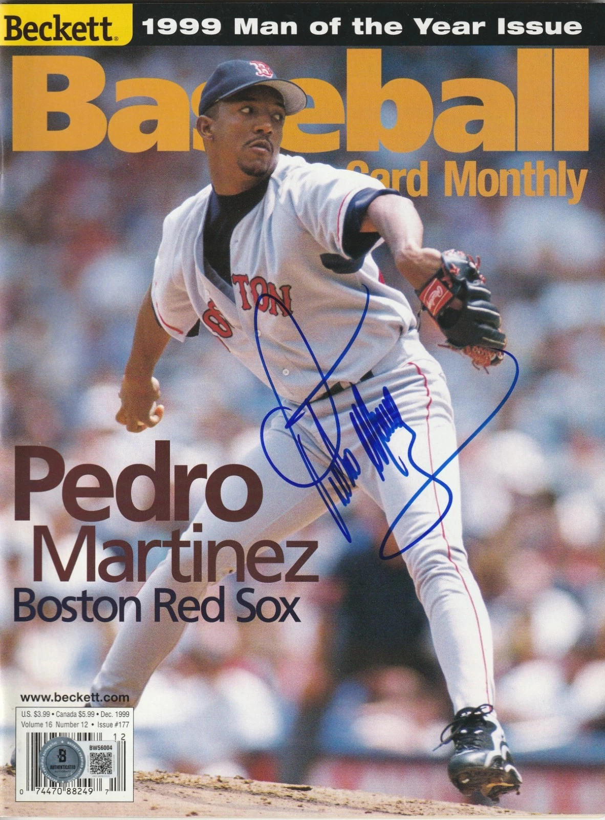 PEDRO MARTINEZ Signed Dec 1999 BECKETT Magazine (NO Label) Beckett (BAS)