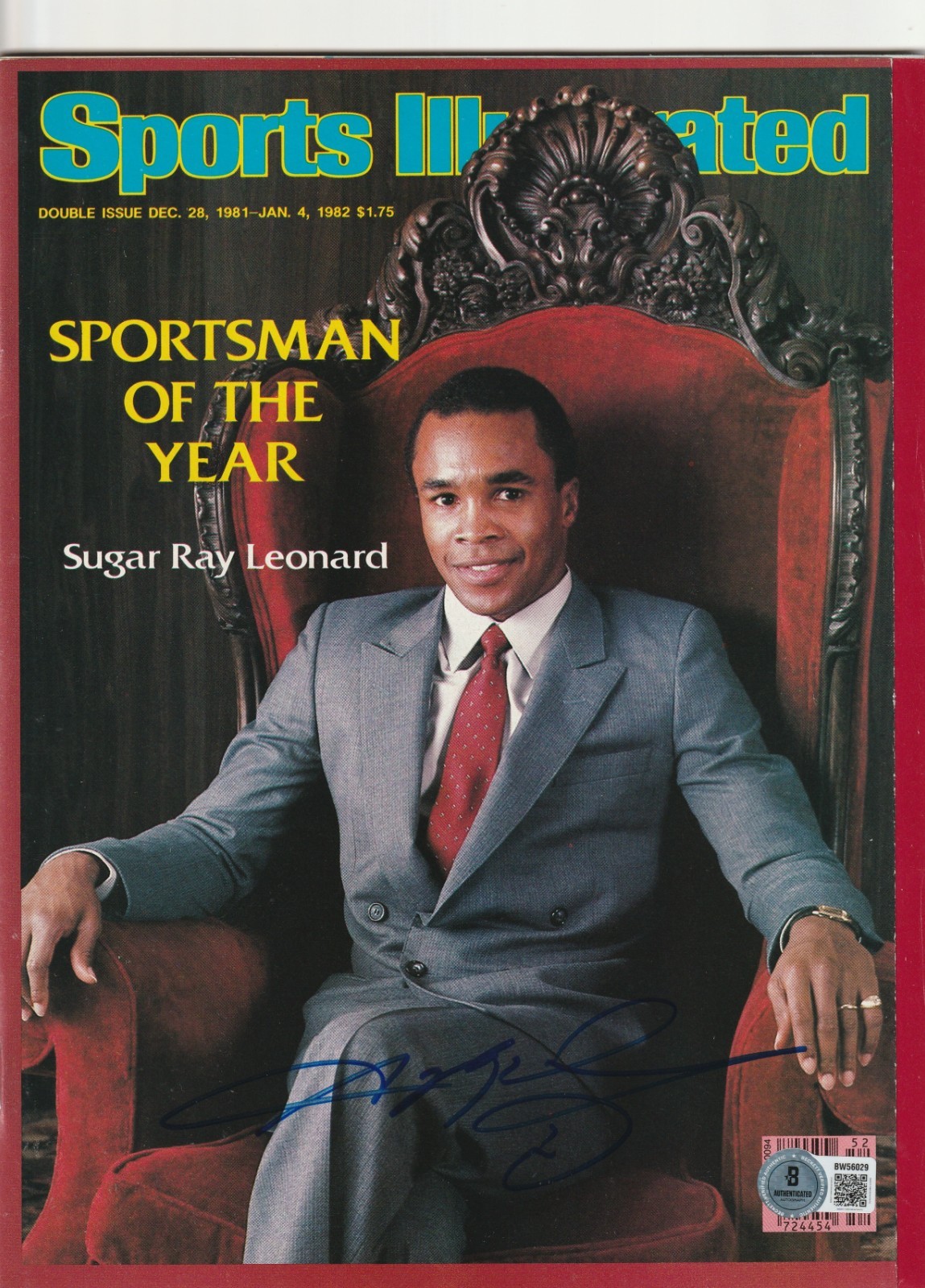 SUGAR RAY LEONARD Signed 12/28/81 SPORTS ILLUSTRATED Magazine Beckett (BAS)