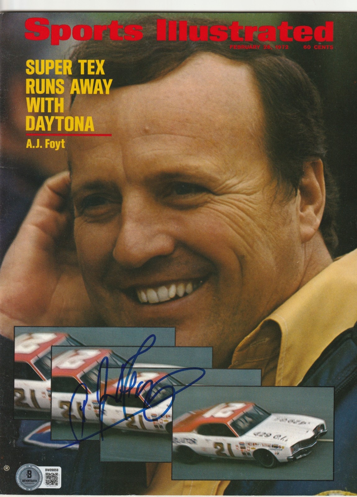 A.J. FOYT Signed 2/28/72 SPORTS ILLUSTRATED Magazine Beckett (BAS)