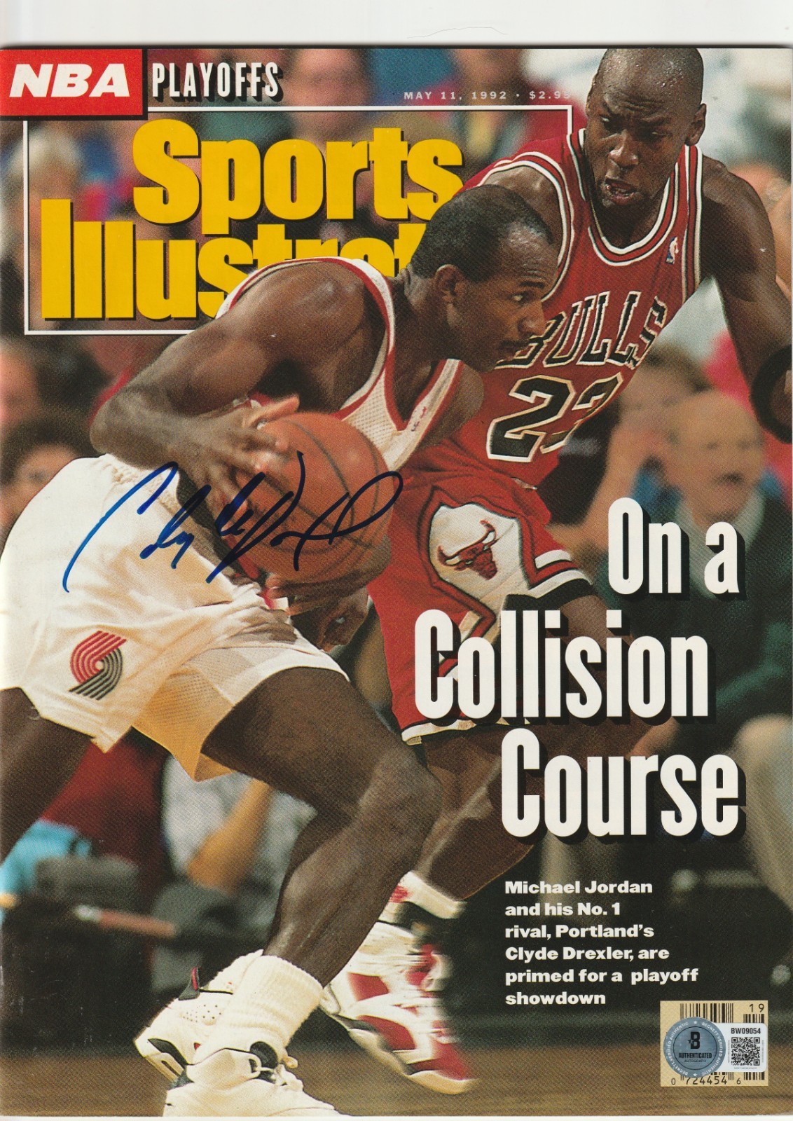 CLYDE DREXLER Signed 5/11/92 SPORTS ILLUSTRATED Magazine (NO Label) BAS