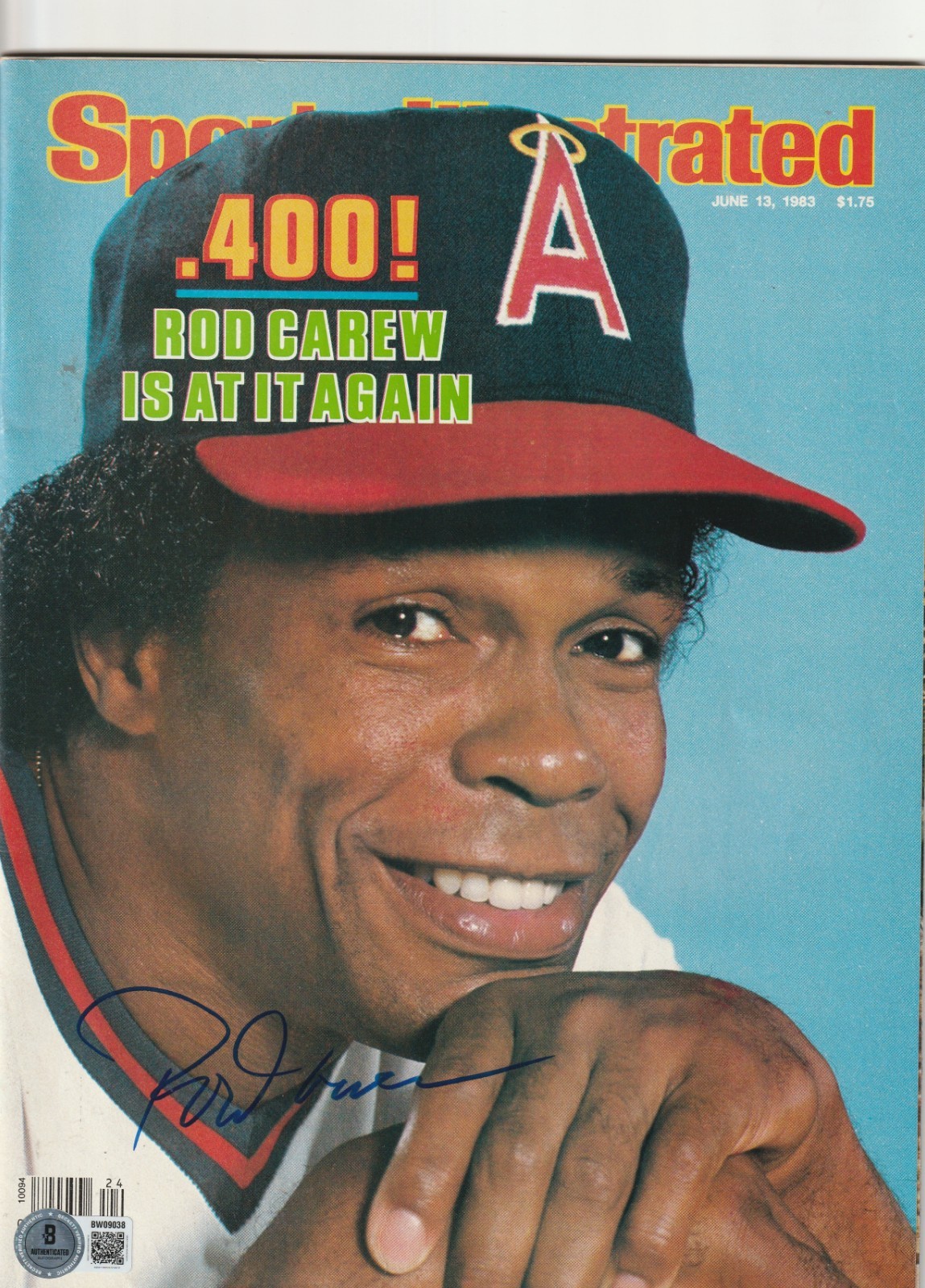 ROD CAREW Signed 6/13/83 SPORTS ILLUSTRATED Magazine (NO Label) BAS