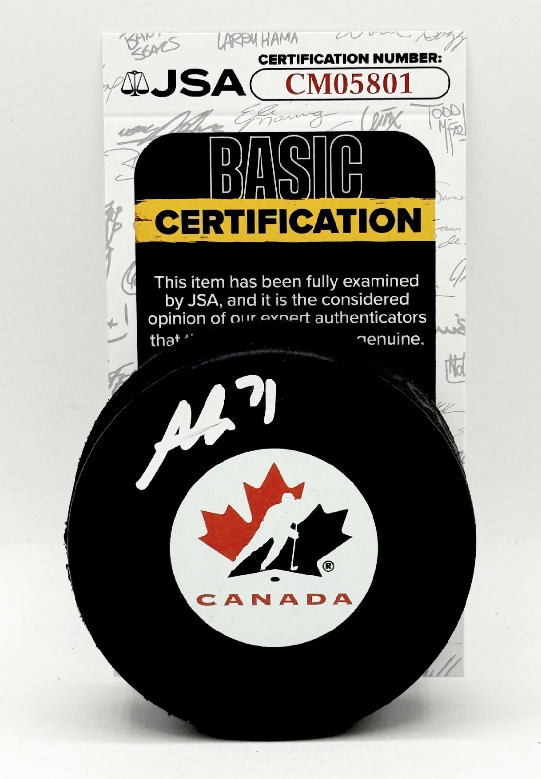 Anthony Cirelli Tampa Bay Lightning signed Team Canada Puck autographed JSA