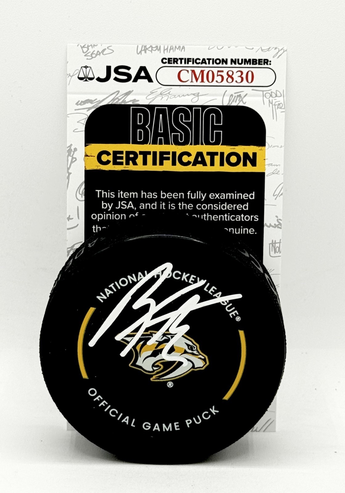 Barry Trotz signed Nashville Predators Official Game Puck autographed Preds JSA
