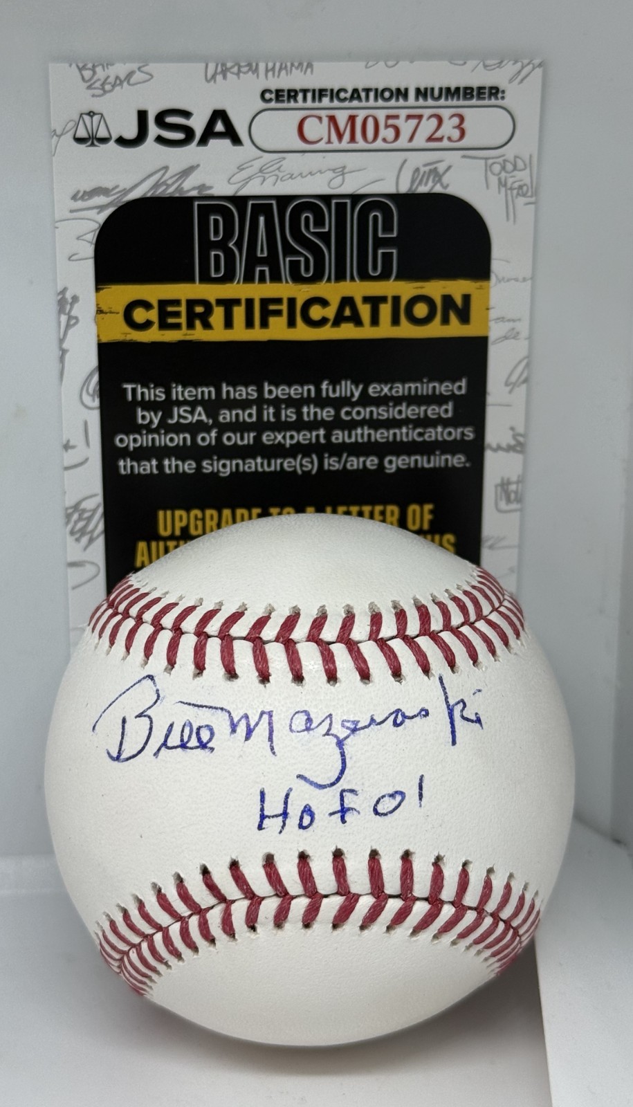 Bill Mazeroski Pirates signed Official MLB Baseball Ball W/ HOF Inscription JSA