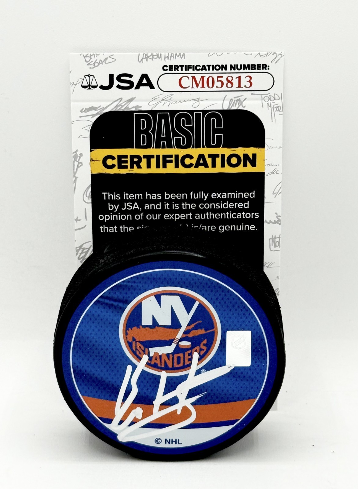 Bo Horvat signed New York Islanders Reverse Retro Puck autographed #1 JSA COA