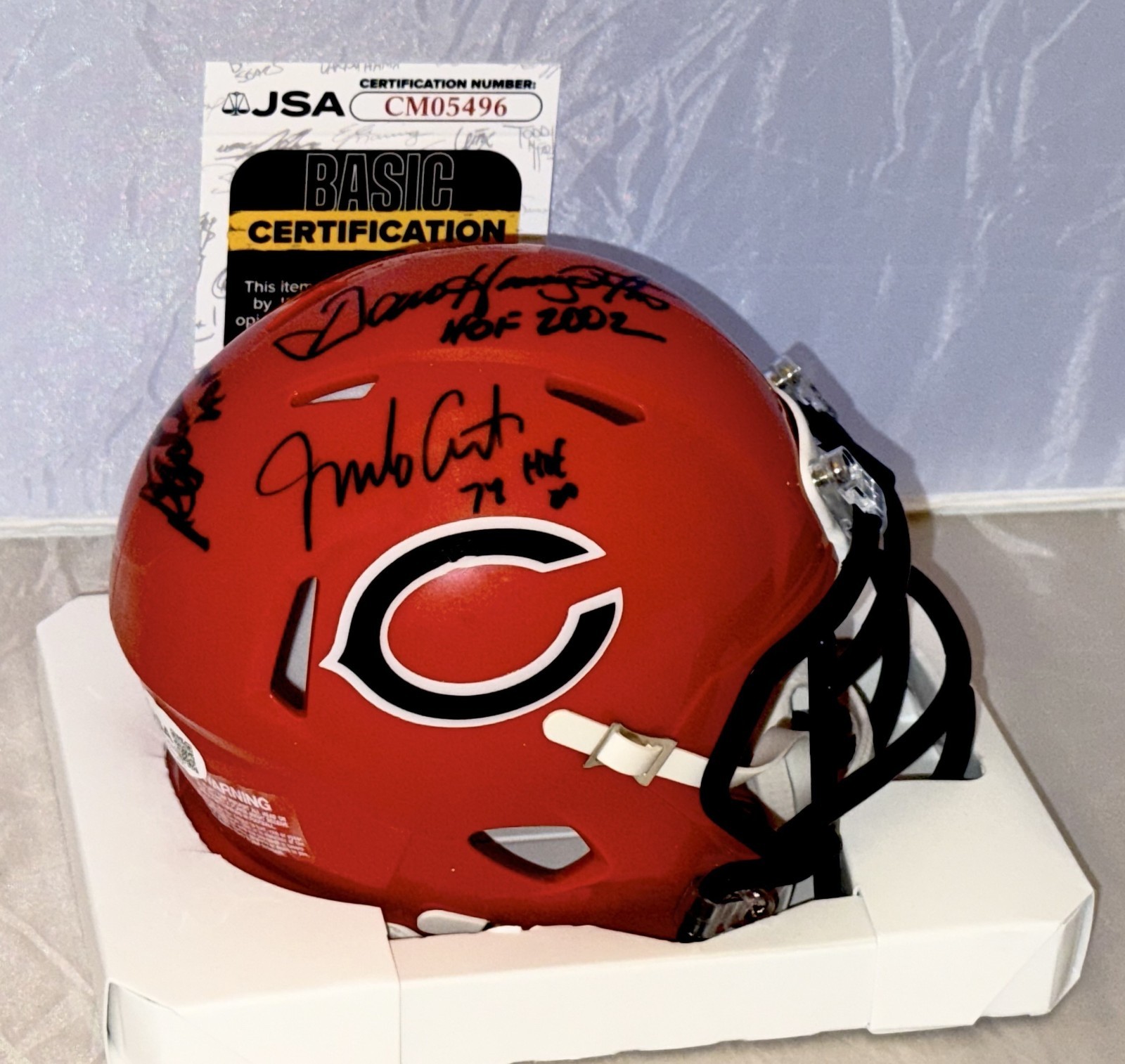 Chicago Bears HOFers signed mini helmet Dent, Singletary, Hampton, Covert JSA