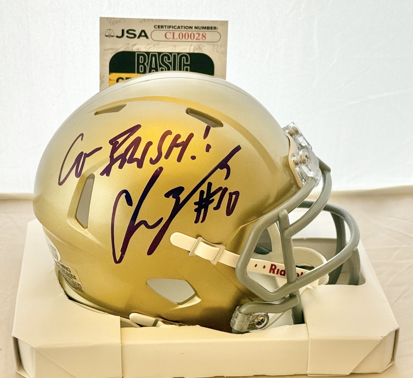 Chris Zorich signed Notre Dame Fighting Irish mini helmet W/ Go Irish JSA