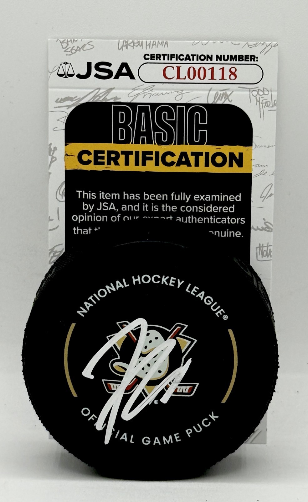 Frank Vatrano signed Anaheim Ducks Official Game Puck autographed JSA COA