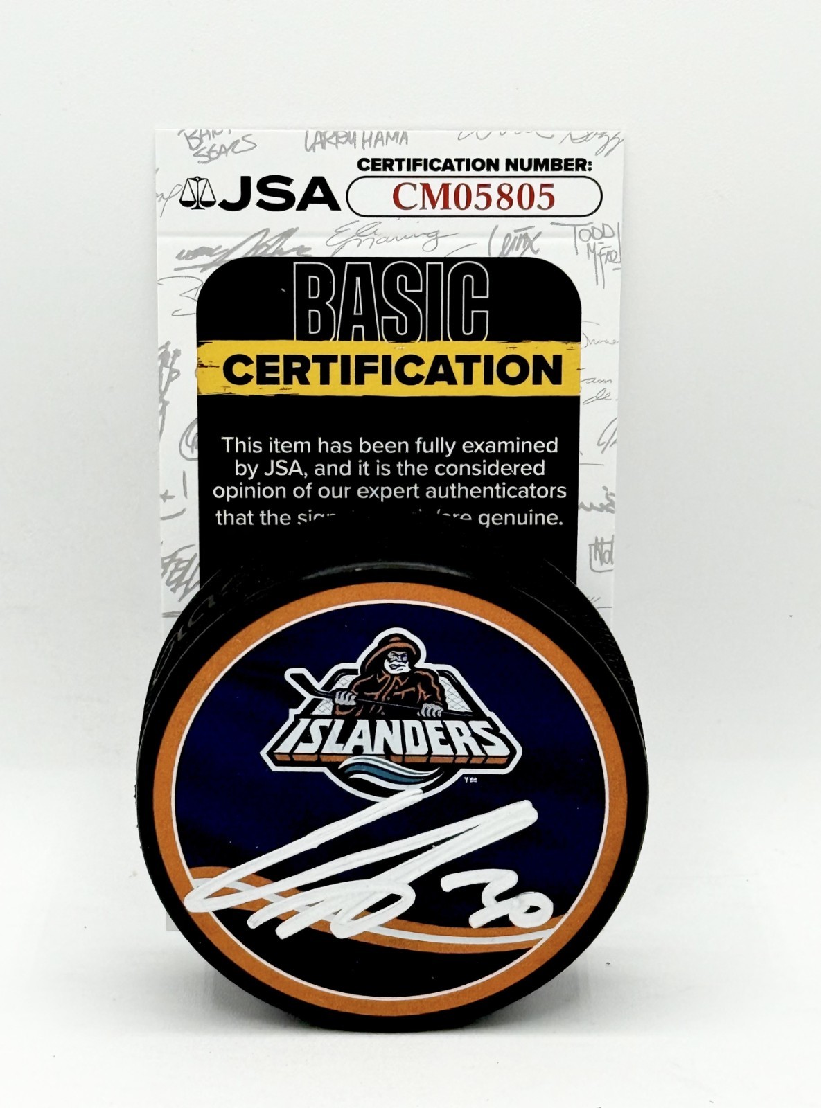 Ilya Sorokin signed New York Islanders Reverse Retro Puck autographed JSA COA