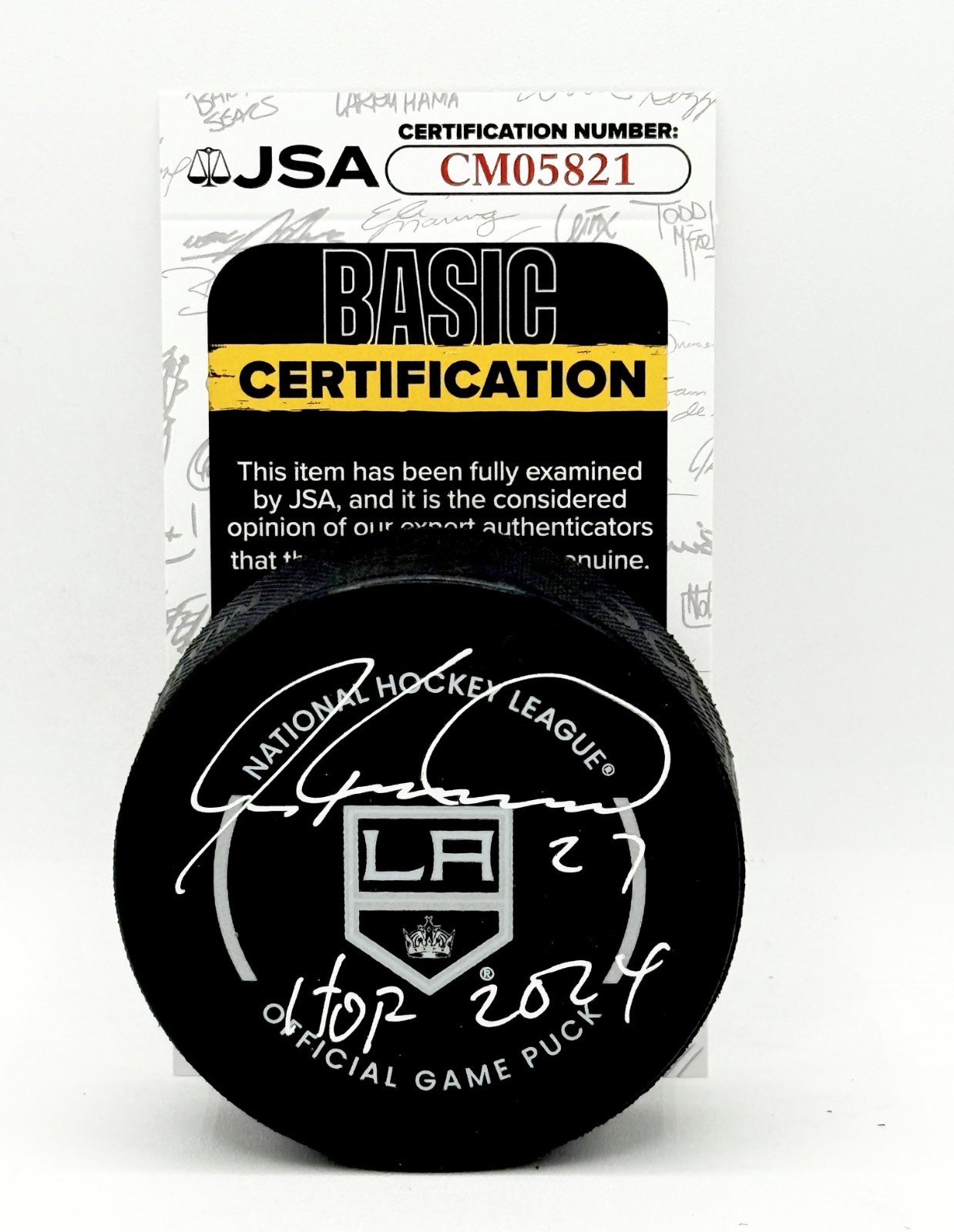 Jeremy Roenick signed Los Angeles Kings Game Puck W/ HOF Inscription JSA