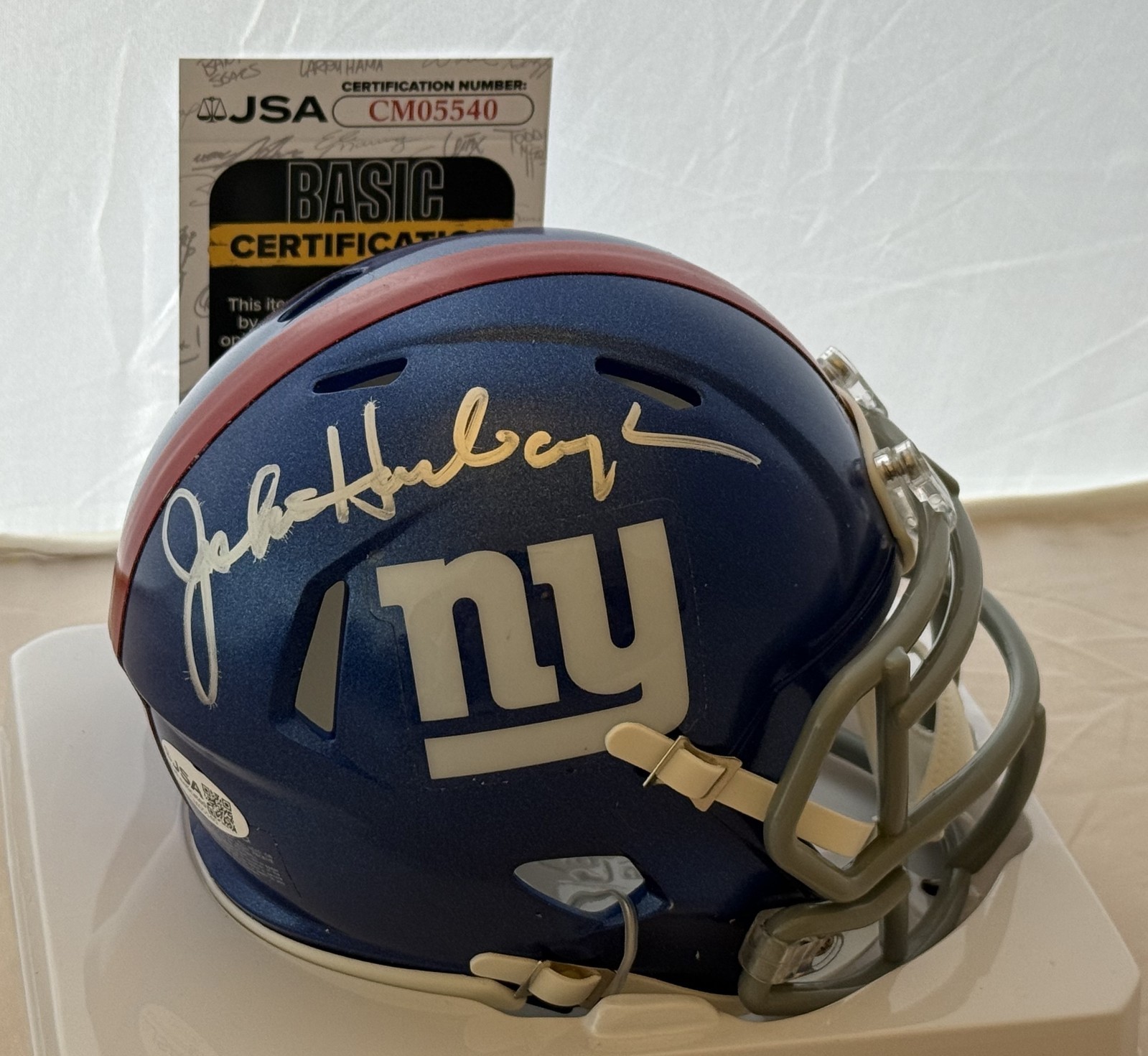 John Harbaugh signed New York Giants mini helmet autographed JSA COA