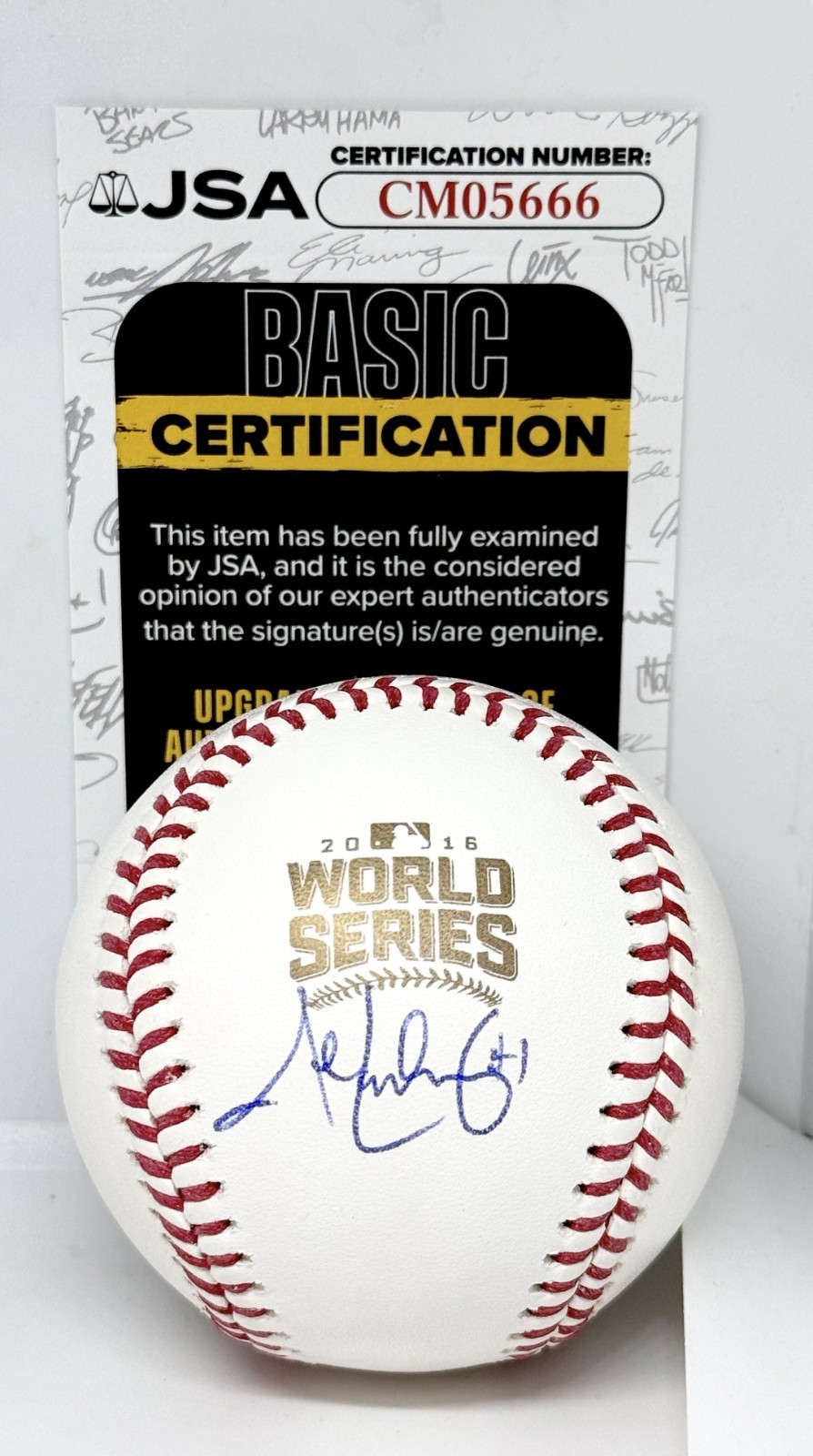 John Lackey Chicago Cubs signed 2016 World Series Baseball Ball JSA COA