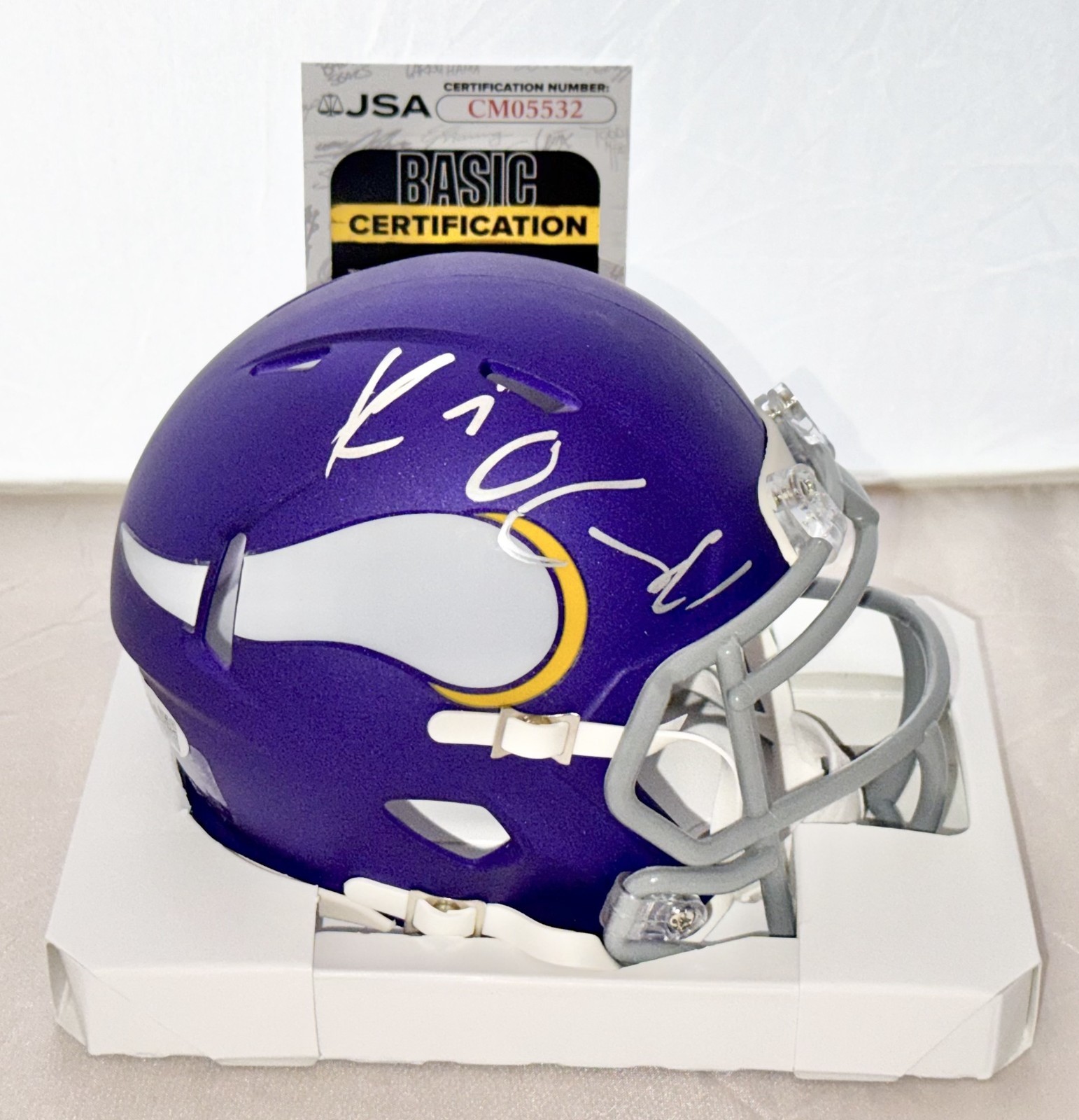 Kevin O'Connell signed Minnesota Vikings mini helmet autographed JSA COA
