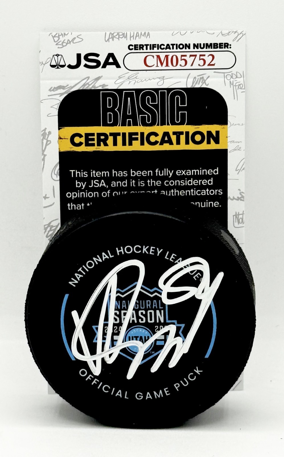 Kevin Stenlund signed Utah Hockey Club Inaugural Official Game Puck JSA