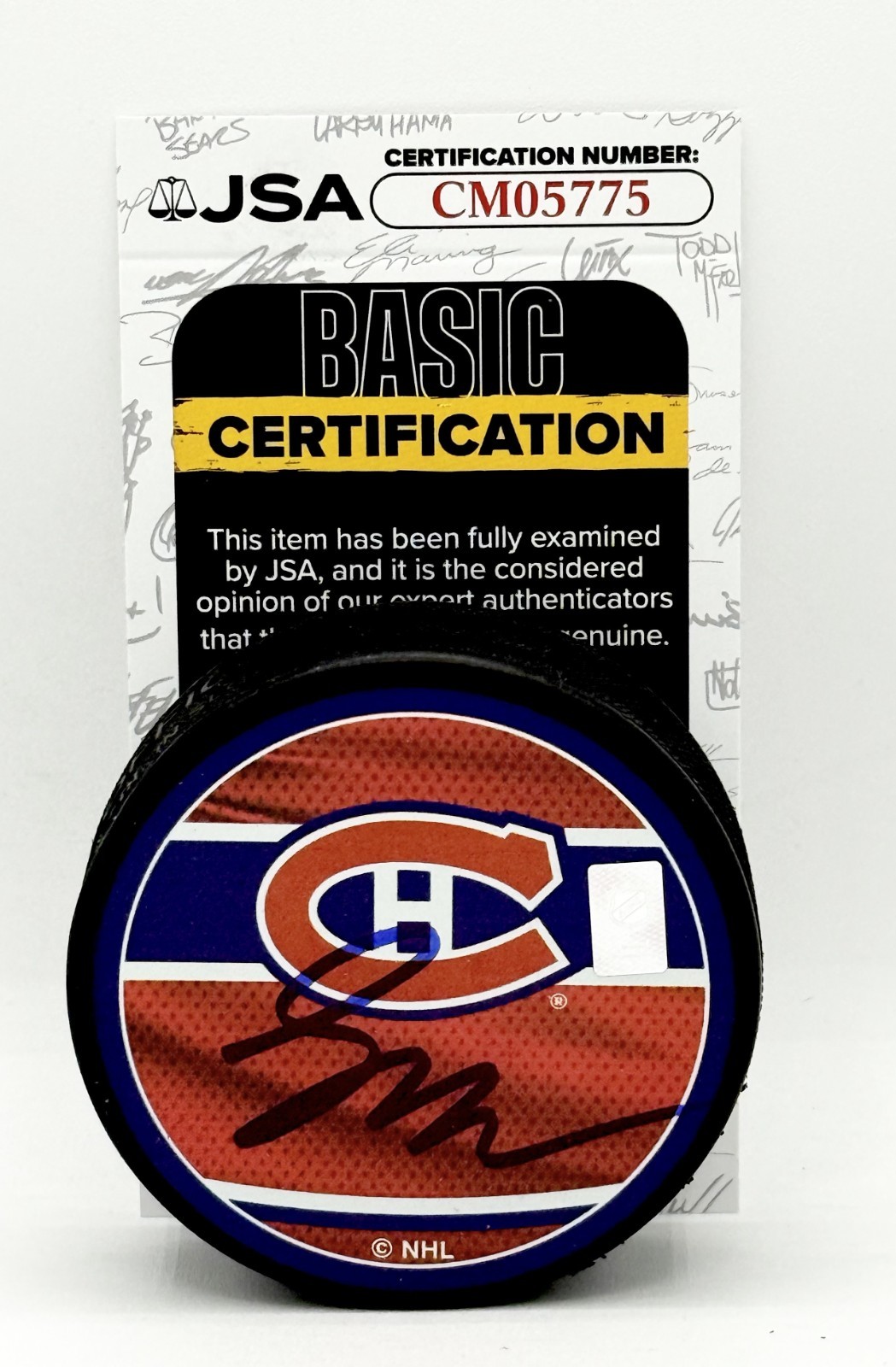 Lane Hutson signed Montreal Canadiens Reverse Retro Puck autographed #1 JSA