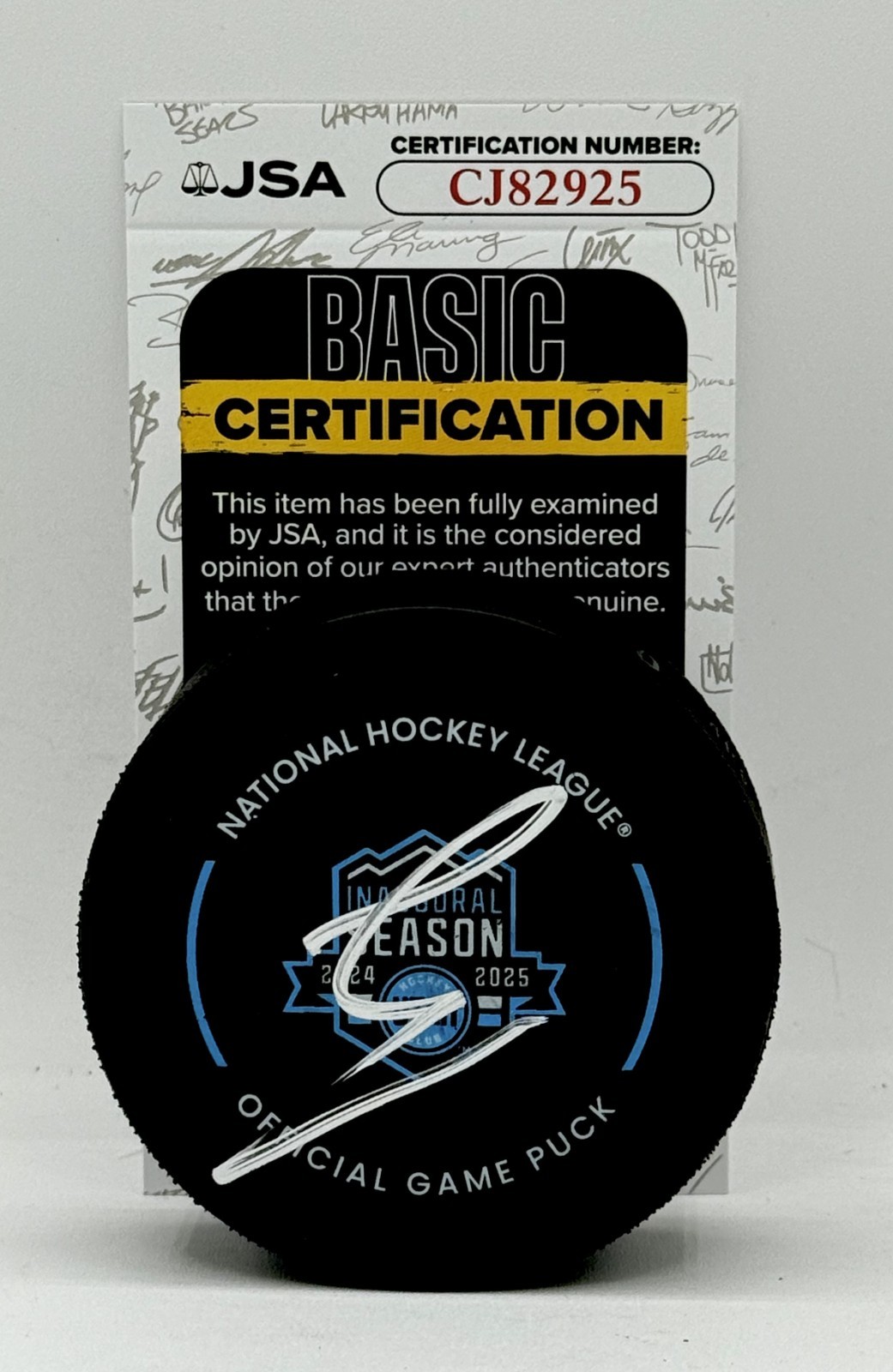 Logan Cooley signed Utah Hockey Club Inaugural Official Game Puck JSA