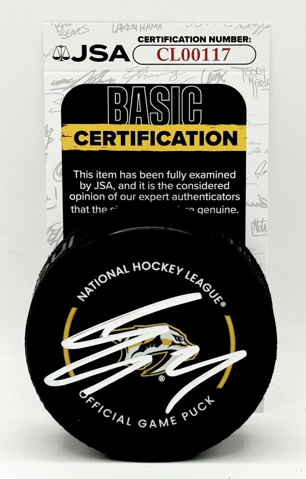 Luke Evangelista signed Nashville Predators Official Game Puck autographed JSA